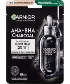 Garnier Skin Naturals / AHA + BHA Charcoal Mattifying Serum Mask 1pc W / Face Mask