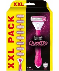 Wilkinson  Quattro For Women maszynka do golenia z wymiennymi wkładami dla kobiet + 8 wkładów