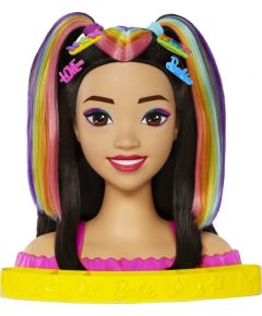 Lalka Barbie Mattel Głowa do stylizacji Neonowa tęcza Czarne włosy HMD81