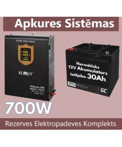 Rezerves Elektropadeves Komplekts Apkures Sistēmai 700W + 12V 30Ah akumulators