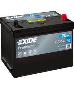 75Ah 630A akumulators EXIDE EA754 270x173x222-+