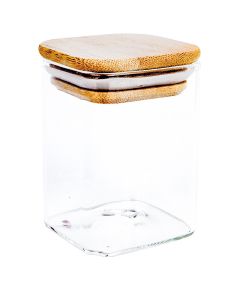 Glass jar THERON 6x6xH8cm with a lid, square