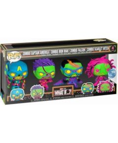 Funko Pop! 4-Pack: Marvel - What If...? - Zombie Captain America / Zombie Iron Man / Zombie Falcon / Zombie Scarlet Witch (Special Edition) (Blacklight) Vinyl Figures