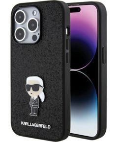 Karl Lagerfeld  Fixed Glitter Ikonik Logo Metal Pin Back Case Aizsargapvalks Priekš Apple iPhone 15 Pro