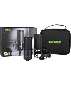 Shure SM4-K-KIT - condenser microphone, externally polarised, handle, popfilter, case