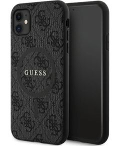 Guess GUHMN61G4GFRK iPhone 11 6.1" | Xr black|black hardcase 4G Collection Leather Metal Logo MagSafe