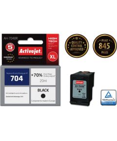 Activejet AH-704BR HP Printer Ink, Compatible with HP 704 CN692AE;  Premium;  20 ml;  black. Prints 70% more.