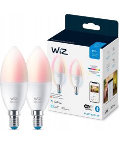 (Ir veikalā) Viedās spuldzes WiZ,Candle,4,9W,2200-6500 (RGB),C37,E14,2 gb