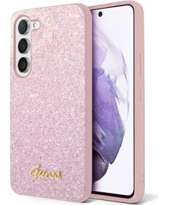 Guess GUHCS23SHGGSHP S23 S911 różowy|pink hard case Glitter Script