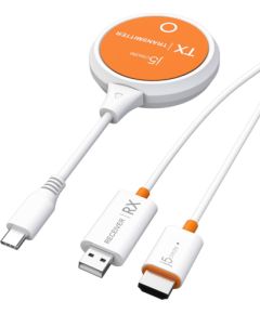 j5create JVAW62 ScreenCast USB-C® Wireless Display HDMI™ Extender, White and Orange