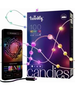 Twinkly Candies – 100 Lampki w kształcie pereł RGB LEDs, przezroczysty przewód, USB-C