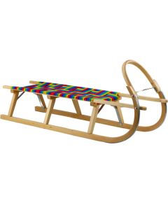 Leantoys Wooden Sled Two-person With Webbing Seat Solid