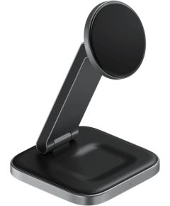 SATECHI 2-in-1 Foldable Qi2 Wireless Charging Stand (Space Gray)