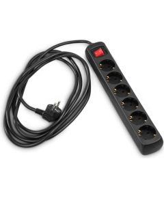 STRĀVAS PAGARINĀTĀJS Extensioncord Hama 6-Way, Switch, 5m, Black