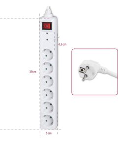 Surge protector Hama 6-way, Overvoltage Protection, 1.4m, White