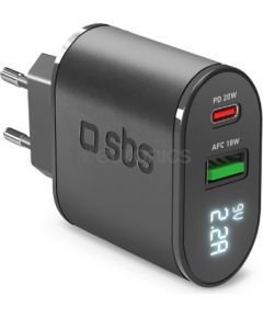 Charger SBS Wall 20W USB/USB-C LCD