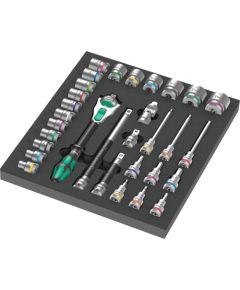 Wera 9722 foam insert 8000 C Zyklop 1/2 ratchet set 1, 31 pieces, tool set (black/grey, ratchet and socket set, in foam insert for workshop trolley)