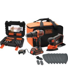 Black&decker BLACK DECKER + 18V Combo Kit BCK23S1SA41: Cordless Hammer + Cordless Mouse (black / orange, Li-ion battery 1.5 Ah, 41-piece accessory set.)