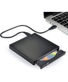 CP RW1 Plāns Ārējais USB 2.0 CD / DVD Rom Disku Lasītājs ar USB Vada barošanu Melns