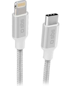 Cable SBS Braided USB-C/Lightning 1m Silver