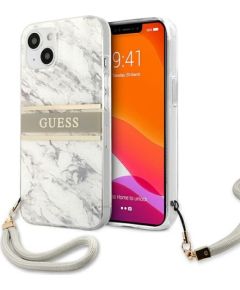 Guess GUHCP13SKMABGR Marble Strap Back Case Aizmugurējais Aizsargapvalks priekš Apple iPhone 13 Mini