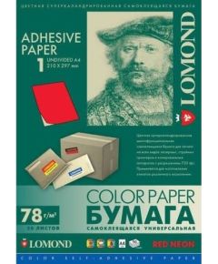 Lomond Self-Adhesive Paper Universal Labels, 1/210x297, A4, 50 sheets, Red neon