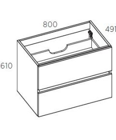 Balteco izlietnes skapītis Grada, 800x491 mm, h=610 mm, 2A, graphite