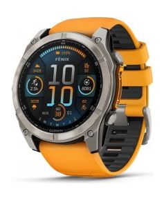 Garmin Pulkstenis FENIX 8-51mm, AMOLED Sapph, Ti/Bare/Grpht, SparkOrg/Grp, EMEA