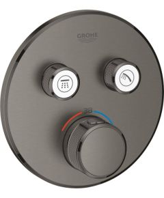 Grohe iebūvējamā dušas termostata SmartControl round virsapmetuma daļa, ar 2 izejām, brushed hard graphite