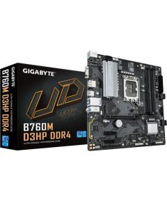 Mainboard GIGABYTE Intel B760 Express LGA1700 Micro-ATX Memory DDR4 Memory slots 4 2xPCI-Express 3.0 1x 1xPCI-Express 4.0 16x 2xM.2 1x15pin D-sub 1xHDMI 1xDisplayPort 6xUSB 2.0 5xUSB 3.2 1xUSB-C 1xPS/2 1xRJ45 3xAudio port B760MD3HPDDR4