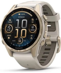 Garmin fenix 8 43mm AMOLED Sapphire Soft Gold with Fog Gray/Dark Viedpulkstenis