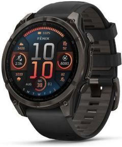 Garmin fenix 8 43mm AMOLED Sapphire Grey DLC Titanium with Black/Pebble Grey silicone band Viedpulkstenis