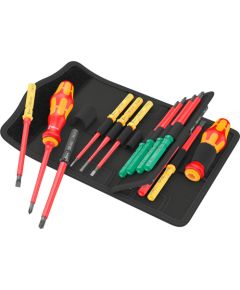 Wera Kraftform Kompakt VDE 17 Universal 1 Tool Finder, 17 pieces, screwdriver (red/yellow, incl. 2 plug-in handles, VDE interchangeable blades)