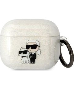 Karl Lagerfeld 3D Logo NFT Karl and Choupette TPU Glitter Case for Airpods 3 White