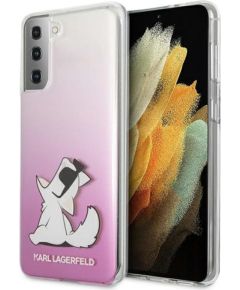 KLHCS21MCFNRCPI Karl Lagerfeld PC|TPU Choupette Eats Cover for Samsung Galaxy S21+ Gradient Pink