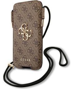 Guess Torebka na telefon GUHCP12L4GPSBR 6,7" brązowy|brown 4G Metal Logo