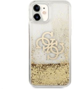 GUHCN61LG4GGO Guess TPU Big 4G Liquid Glitter Gold Case for iPhone 11 Transparent