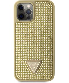 Guess Rhinestones Triangle Metal Logo Case for iPhone 12 Pro Max Gold