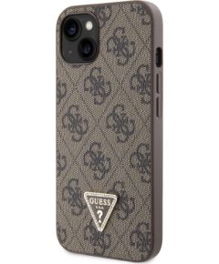 Guess PU 4G Strass Triangle Metal Logo Case for iPhone 15 Brown