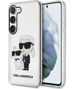 Karl Lagerfeld IML Glitter Karl and Choupette NFT Case for Samsung Galaxy S23+ Transparent