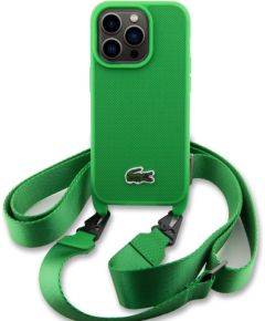 Lacoste Iconic Petit Pique Crossbody Woven Logo maciņš priekš iPhone 15 Pro zaļš