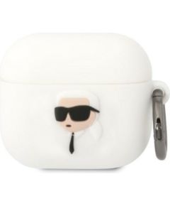 Karl Lagerfeld 3D Logo NFT Karl Head Silicone Case for Airpods 3 White