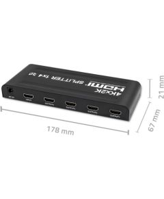 Qoltec 51798 Active HDMI Splitter 4 x HDMI 4K x 2K | 3.4Gb/s