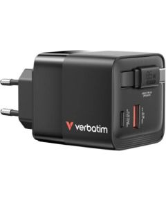 Verbatim 32217 GaN Зарядка 65W 2x USB-C / USB-A + Aдаптер