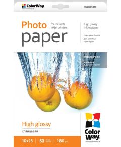 ColorWay High Glossy Photo Paper, 50 Sheets, 10x15, 180 g/m²