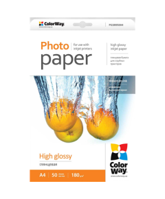 ColorWay A4, High Glossy Photo Paper, 50 Sheets, A4, 180 g/m²