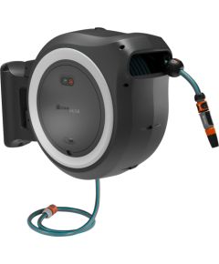 GARDENA battery-powered wall hose box PowerRoll XXL 18V P4A solo, 40 meters, hose reel (grey/white, without battery and charger, POWER FOR ALL ALLIANCE)