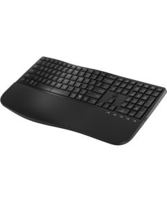 HP 685 Comfort Wireless Bluetooth Wave-Like Keyboard w/Palm Rest - Dual Mode, Sanitizable, Programmable, Adjustable Angles, Tilt - Black - US ENG / 8T6L9UT#ABB