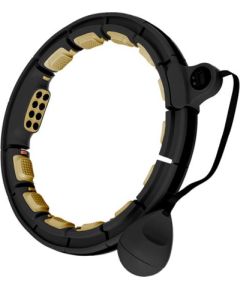 Vingrošanas aplis ar skaitītāju HHM13 NEW HULA HOOP BLACK/GOLD MAGNETIC WITH WEIGHT + COUNTER HMS