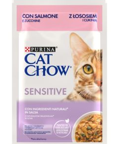 Purina Cat Chow Sensitive Gig with salmon and zucchini in sauce - Wet food for cats - 85 g